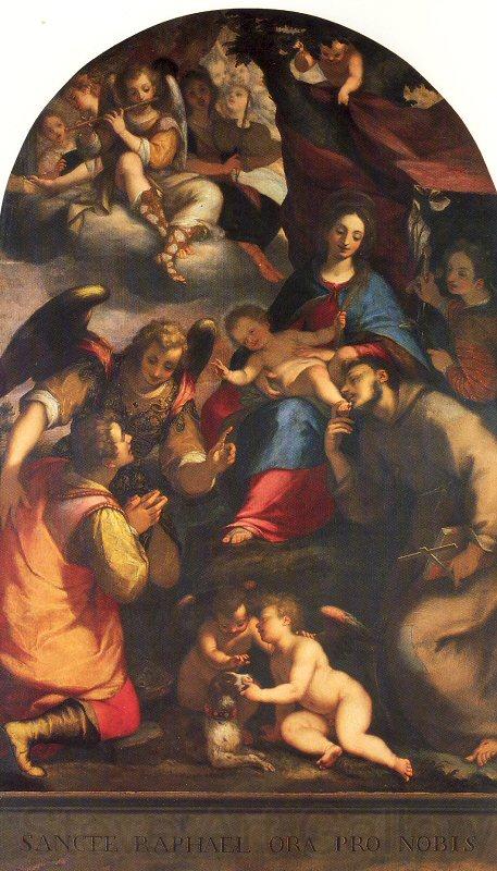 Paggi, Giovanni Battista Madonna and Child with Saints and the Archangel Raphael Spain oil painting art